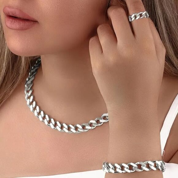 3-Piece Chunky Chain Jewelry Set - Picture 1 of 10